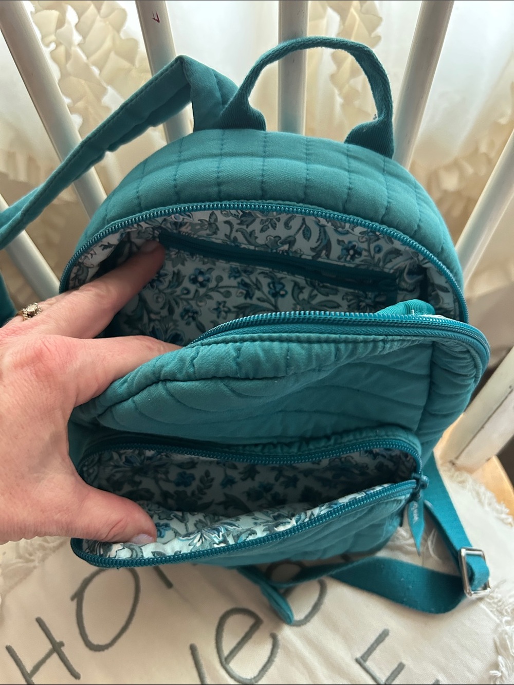 Teal Vera Bradley Quilted Mini Backpack - Picture 5 of 6